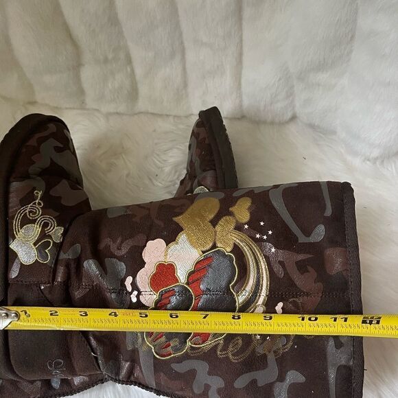 Skechers brown faux suede graphic design faux fur lining calf boots size… - Picture 9 of 12